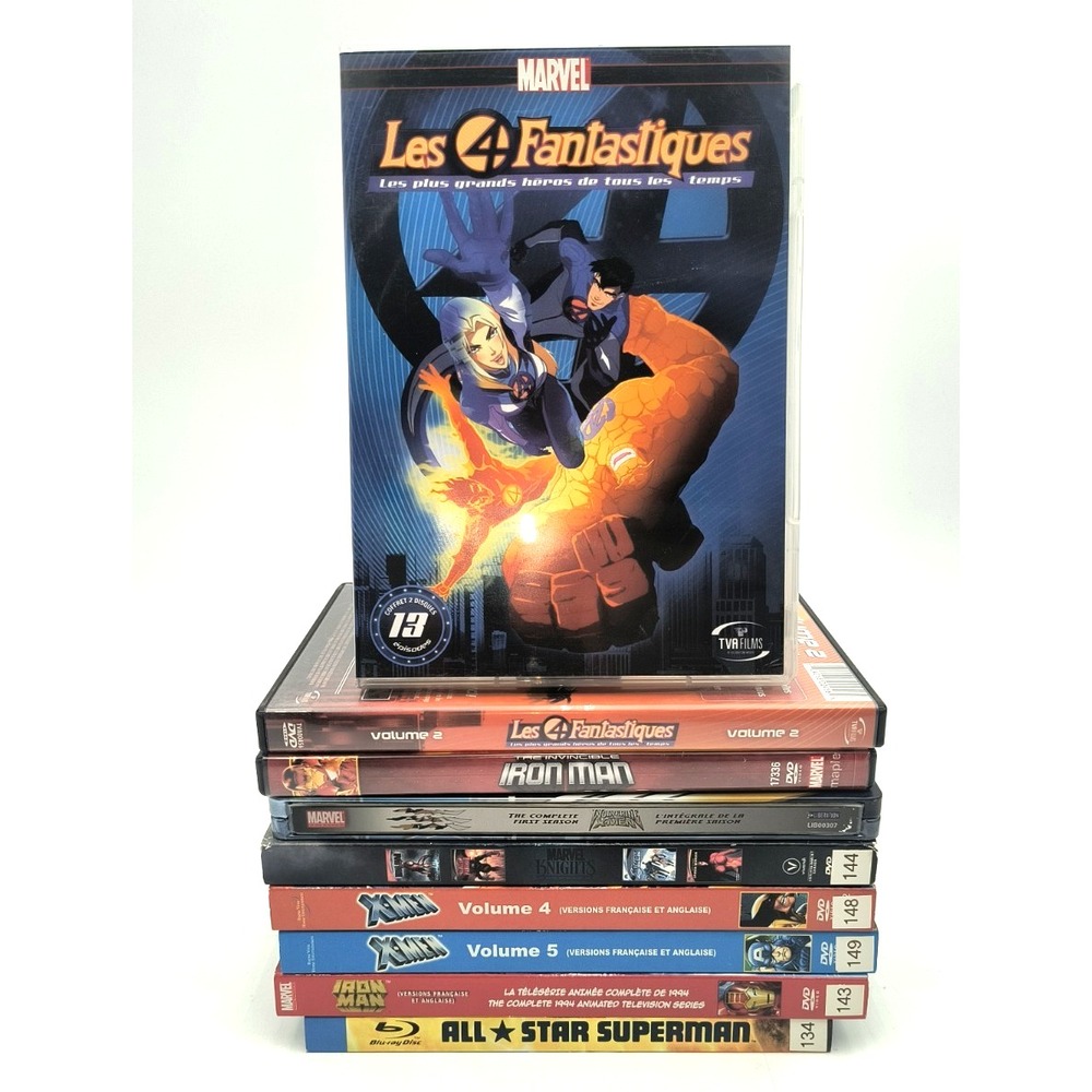 9 Marvel DC DVD Blu-ray Lot X-Men Iron Man Wolverine Fantastic Four Superman